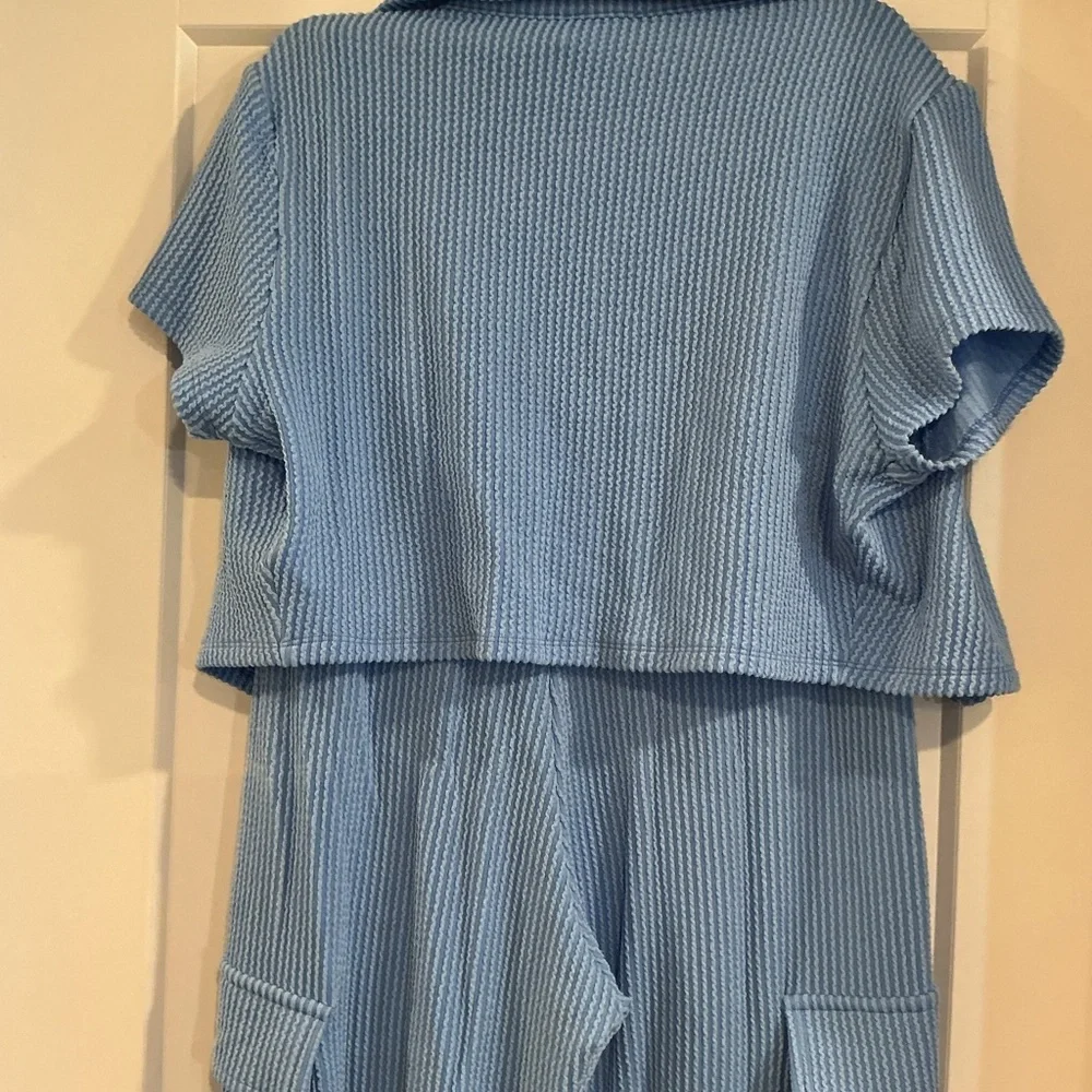 Blue Ribbed Two-Piece Set - Picture 6 of 8